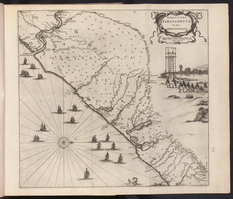 Map of the coast of Pernambuco, 1647, Salomon Savery, 1645 - 1647 Canvas Print