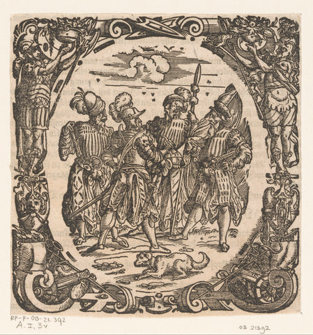 Four standing soldiers, Jost Amman, 1573 Canvas Print