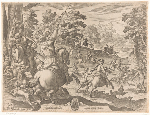 Hunting of wild boars, bears and wolves, Antonio Tempesta, 1575 - 1613 Canvas Print