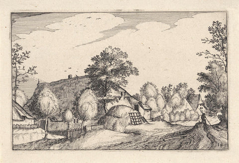 Houses on a country road, Claes Jansz. Visscher (II), 1620 Canvas Print