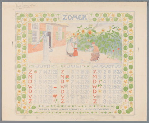 Calendar sheet for summer 1904 of the Insurance-Company Holda in Amsterdam, Ferdinand Hart Nibbrig, in or before 1903 Canvas Print