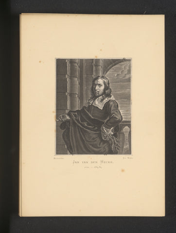 Reproduction of an engraving of a portrait of Jan van den Hecke by Coenraet Waumans, Joseph Maes, c. 1872 - in or before 1877 Canvas Print