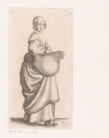 Engelse keukenmeid met mand aan de arm, Wenceslaus Hollar, 1665 - 1707 Canvas Print