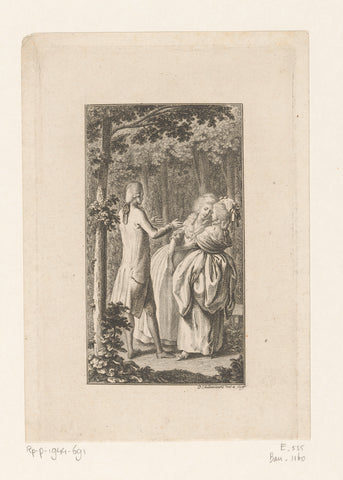 Julie in Clara's arms after her kiss with St. preux, Daniel Nikolaus Chodowiecki, 1785 Canvas Print