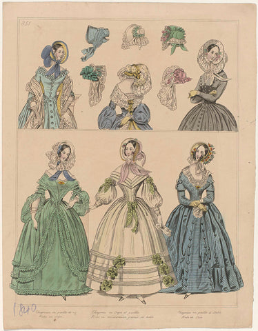 Townsend's Monthly Selection of Parisian Costumes, 1840, No. 851 : Chapeaux en paille de riz (...), anonymous, 1840 Canvas Print