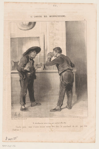 Caricature of two coal farmers in a wine room, Honoré Daumier, 1843 Canvas Print