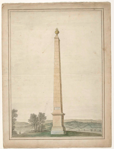 Landscape with obelisk in honor of the kingship of George II Augustus, King of England, in October 1727, anonymous, 1727 Canvas Print