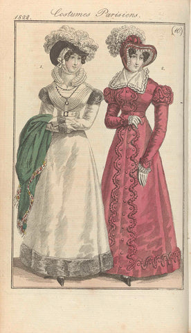 Journal des Dames et des Modes, editie Frankfurt 3 Mars 1822, Costumes Parisiens (10), anonymous, 1822 Canvas Print