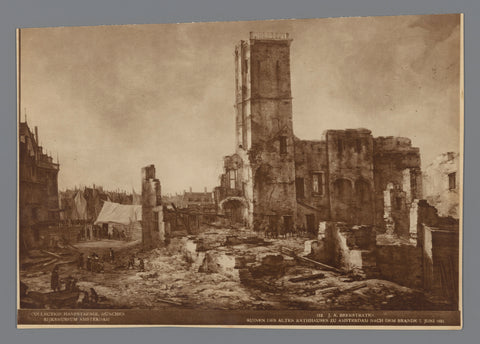 Photo reproduction of The Ruins of the Old Town Hall in Amsterdam after the fire of July 7, 1652 by J.A. Beerstraaten, Hanfstaengl (possibly), 1880 - 1900 Canvas Print