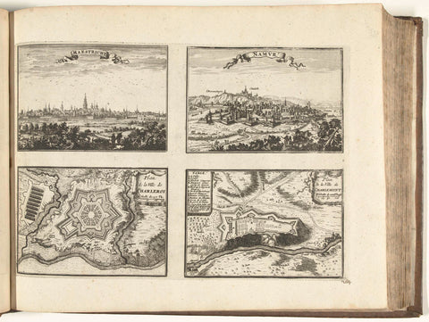 Faces and maps of Maastricht, Namur, Charleroi and Fort Charlemont, 1726, Laurens Scherm, 1726 Canvas Print