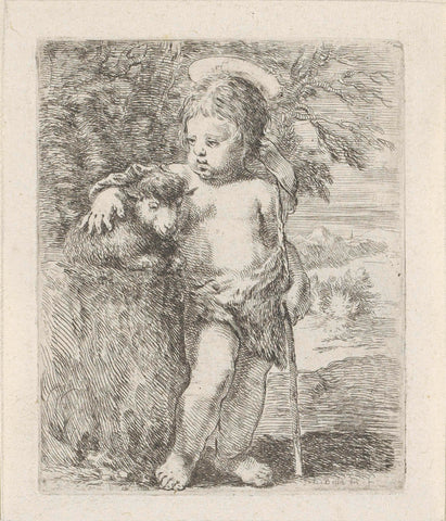 John the Baptist as a child with lamb, Stefano della Bella, 1620 - 1664 Canvas Print