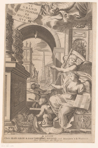 Title page for: Louis Moréri, Le grand dictionnaire historique, ou Le mélange curieux de l'histoire sacrée et profane (...), 1681, Jean Audran, Germain Audran (rejected attribution), 1681 Canvas Print