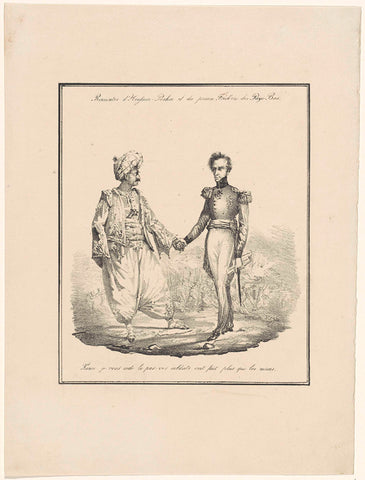 Hussein (dey of Algiers) congratulates Prince Frederick on his atrocities, 1830, anonymous, 1830 - 1831 Canvas Print