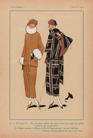 Très Parisien, 1923, No. 8: 6. - WALK. - Un charmant tailleur..., anonymous, 1923 Canvas Print