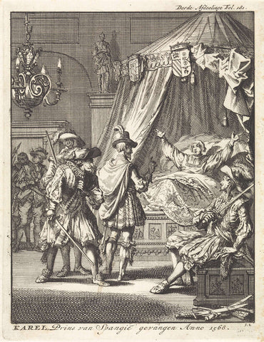 Capture of Don Carlos, infante of Spain, 1568, Jan Luyken, 1698 Canvas Print