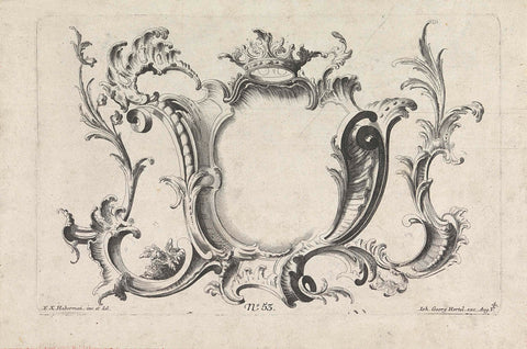 Cartouche with crown, anonymous, 1731 - 1775 Canvas Print