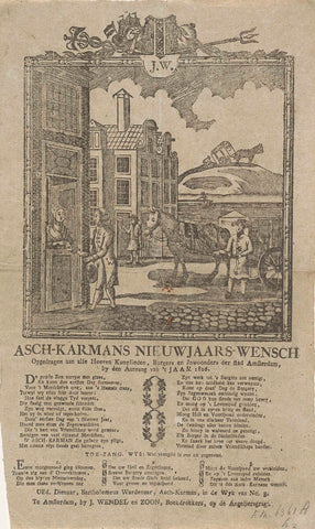 New Year's wish of the Amsterdam ash cartmen for the year 1826, anonymous, 1825 - 1826 Canvas Print