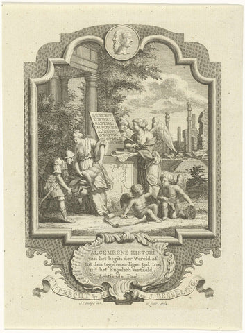 Cartouche with allegory on the history of Etruria, Jan Caspar Philips, 1752 Canvas Print