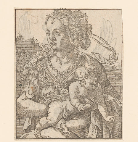 Woman with child, anonymous, Jost Amman, 1580 Canvas Print