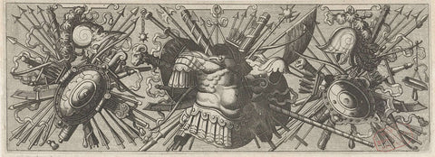 Panoplia. Frisian with Roman weapons, lower part, Johannes or Lucas van Doetechum, 1572 Canvas Print