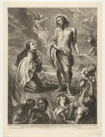 Heilige Teresa voor Christus als voorspraak voor zielen in het vagevuur, Schelte Adamsz. Bolswert, 1596 - 1659 Canvas Print