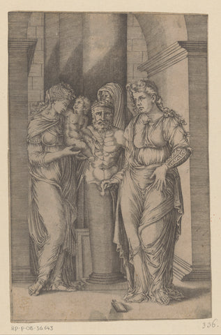 Presentation of a child to Priapus, Agostino Veneziano, 1500 - c. 1536 Canvas Print