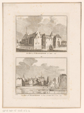 Two views of Sint-Maartensdijk Castle, 1743, Hendrik Spilman, 1754 - 1792 Canvas Print