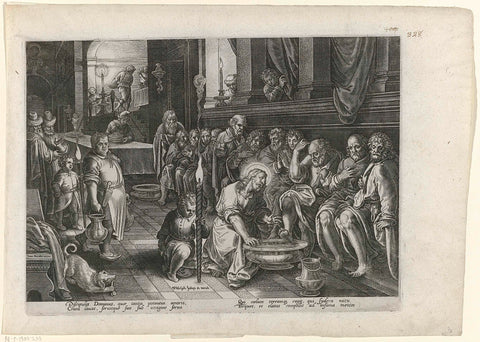 Petrus' foot washing, Philips Galle, 1585- 1586 Canvas Print