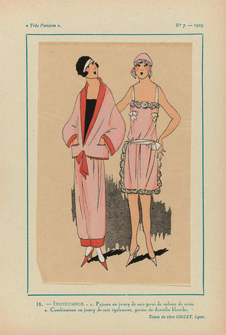 Très Parisien, 1923, No 7: 16.- INSOUCIANCE. - 1. Pyjama en jersey de soie..., anonymous, 1923 Canvas Print