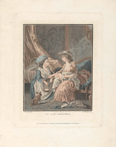 Mother with child and maid, Louis Marin Bonnet, 1782 Canvas Print