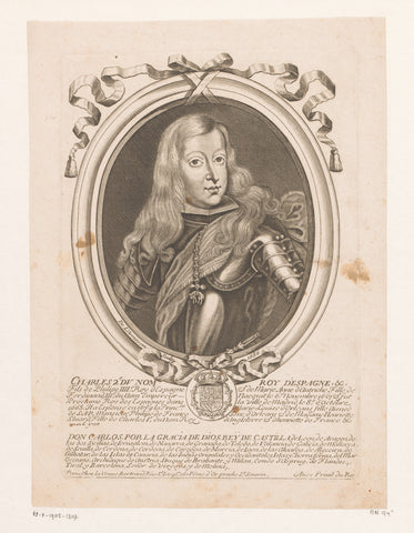 Portret van Karel II, koning van Spanje, Nicolas de Larmessin (I), 1686 Canvas Print