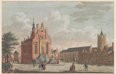 Market and Town Hall of Schiedam, ca. 1790, Carel Frederik Bendorp (I), 1824 - 1825 Canvas Print