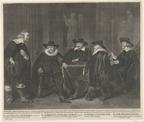 The Four Mayors of Amsterdam Waiting for the Report of the Arrival of Maria de Médicis, 1638, Jonas Suyderhoef, 1638 Canvas Print