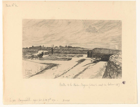 Fort Bicêtre and entrenchment Hautes-Bruyères in front of the bastion 84 near Paris in the snow, Félix Bracquemond, 1874 Canvas Print