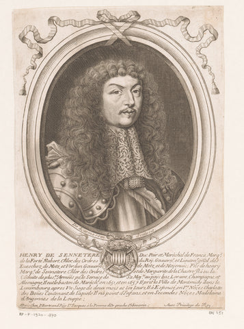 Portrait of Henri de La Ferté-Senneterre, Nicolas de Larmessin (I), 1642 - 1678 Canvas Print