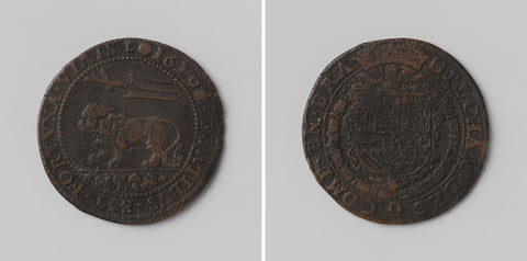 Support of Albert and Isabella of Austria to Ferdinand II, German emperor, in the war against Bohemia, calculation medal struck by order of the court of Brabant, anonymous, 1619 Canvas Print