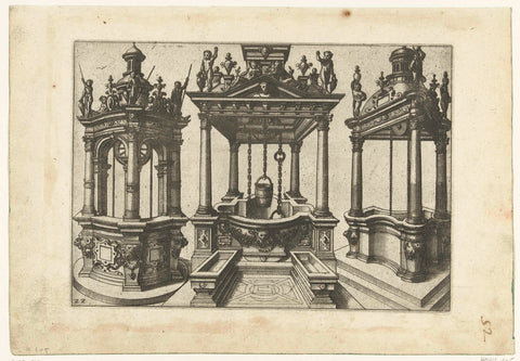 Three wells, one is hemisphere, Johannes or Lucas van Doetechum, c. 1574 Canvas Print