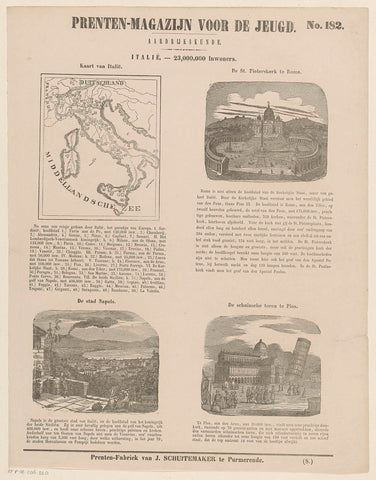 Italië. - 23,000,000 inwoners, Jan Schuitemaker, 1850 Canvas Print