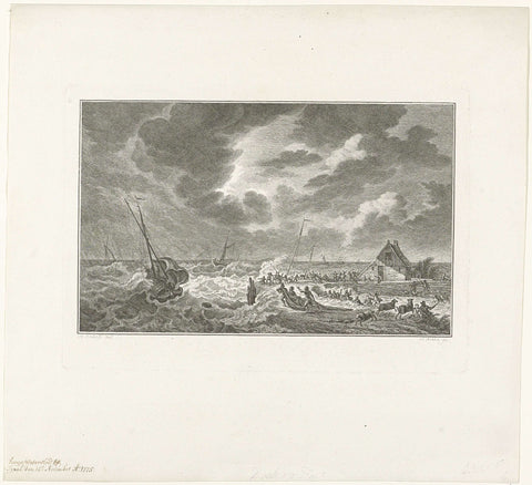 Dike breach on Texel, 1775, Simon Fokke, 1775 - 1776 Canvas Print