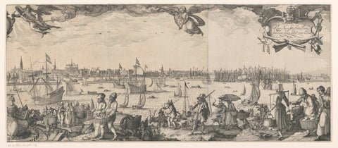 Profile of Amsterdam, as seen from the IJ (right part), Claes Jansz. Visscher (II), 1611 Canvas Print