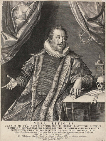 Portrait of Otto Heinrich of Schwartzenberg in memoriam, Johann Sadeler (I), 1590 Canvas Print