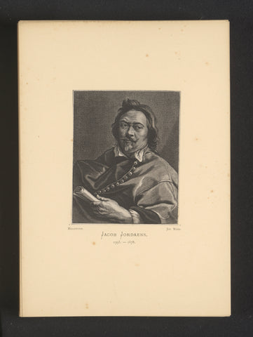 Reproduction of an engraving of a portrait of Jacob Jordaens by Pieter de Jode (II), Joseph Maes, c. 1872 - in or before 1877 Canvas Print