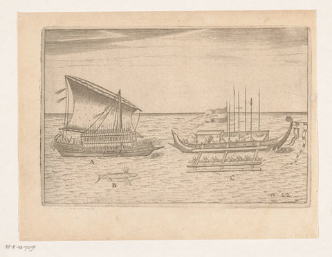 Ships of the island of Madura, 1599, anonymous, 1619 Canvas Print