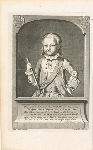 Portrait of William V at the age of 4, Frans de Bakker, 1752 Canvas Print