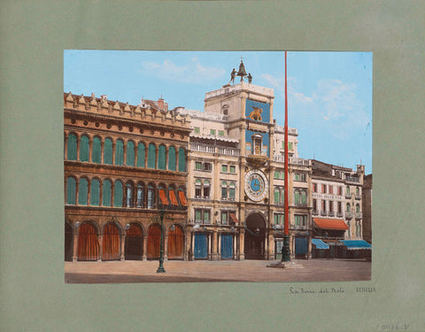 Torre dell'Orologio and adjacent buildings in Venice, anonymous, 1850 - 1876 Canvas Print