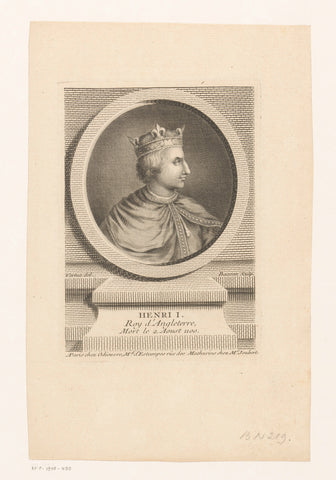 Portrait of Henry I of England, Pierre François Basan, 1733-1756 Canvas Print