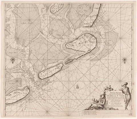 Map of the Wadden Sea from Den Helder to Terschelling, Jan Luyken, 1681 - 1799 Canvas Print