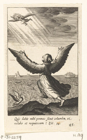 Child with wings tries to fly, Boetius Adamsz. Bolswert, 1624 Canvas Print