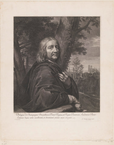 Portret van Philippe de Champaigne, Gerard Edelinck, 1676 Canvas Print