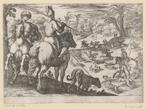 Ostrich hunting, Antonio Tempesta, 1609 Canvas Print